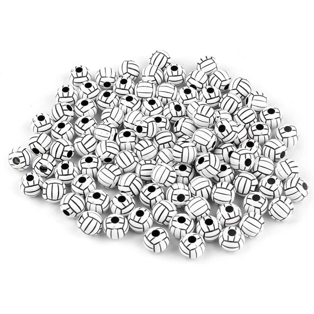 100 Pack Volleyball Beads 12mm Small Sports Pony Beads Loose Ball Bead