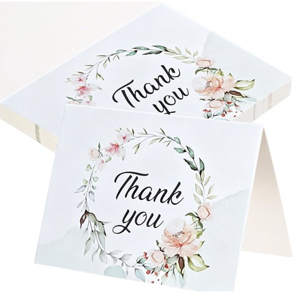 100 Pack Watercolor Floral Greeting Cards,Watercolor Blank Inside for Birthday Party Wedding Graduation& Holiday Gift Packaging