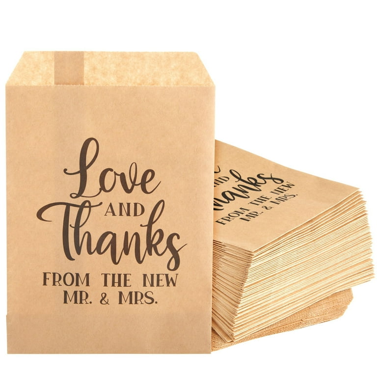 100 Pack Kraft Paper Party Favor Decorative Treat Bags for Wedding Party - Brown