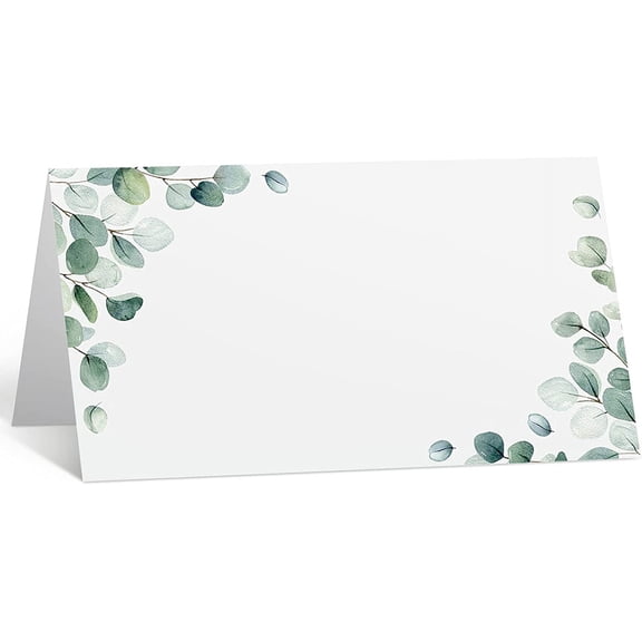 100 Pack Wedding Name Cards for Table Setting Watercolor paper Greenery Seating Place reception Sign Tent Blank Table Printable Tent Folding Name Card for Party Bridal Dinner, 3. 5 x 4 Inch