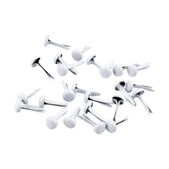 100-Pack White Brass Paper Fasteners – 3x6mm Metal Brads for Crafts, DIY Projects & Office Use