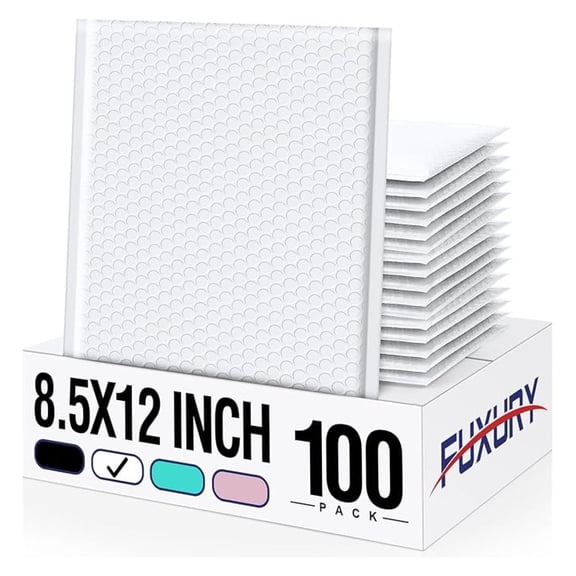 100 Pack White Bubble Mailers 8.5x12" Medium Opaque Bubble Envelopes Strong Adhesion Padded Mailer Thick Padded Envelopes Mailers for Small Business Mailing Books Clothes Makeup Supplies