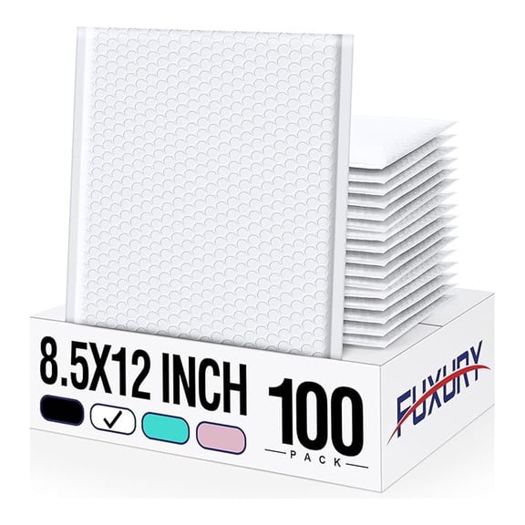 100 Pack White Bubble Mailers 8.5x12" Medium Opaque Bubble Envelopes Strong Adhesion Padded Mailer Thick Padded Envelopes Mailers for Small Business Mailing Books Clothes Makeup Supplies