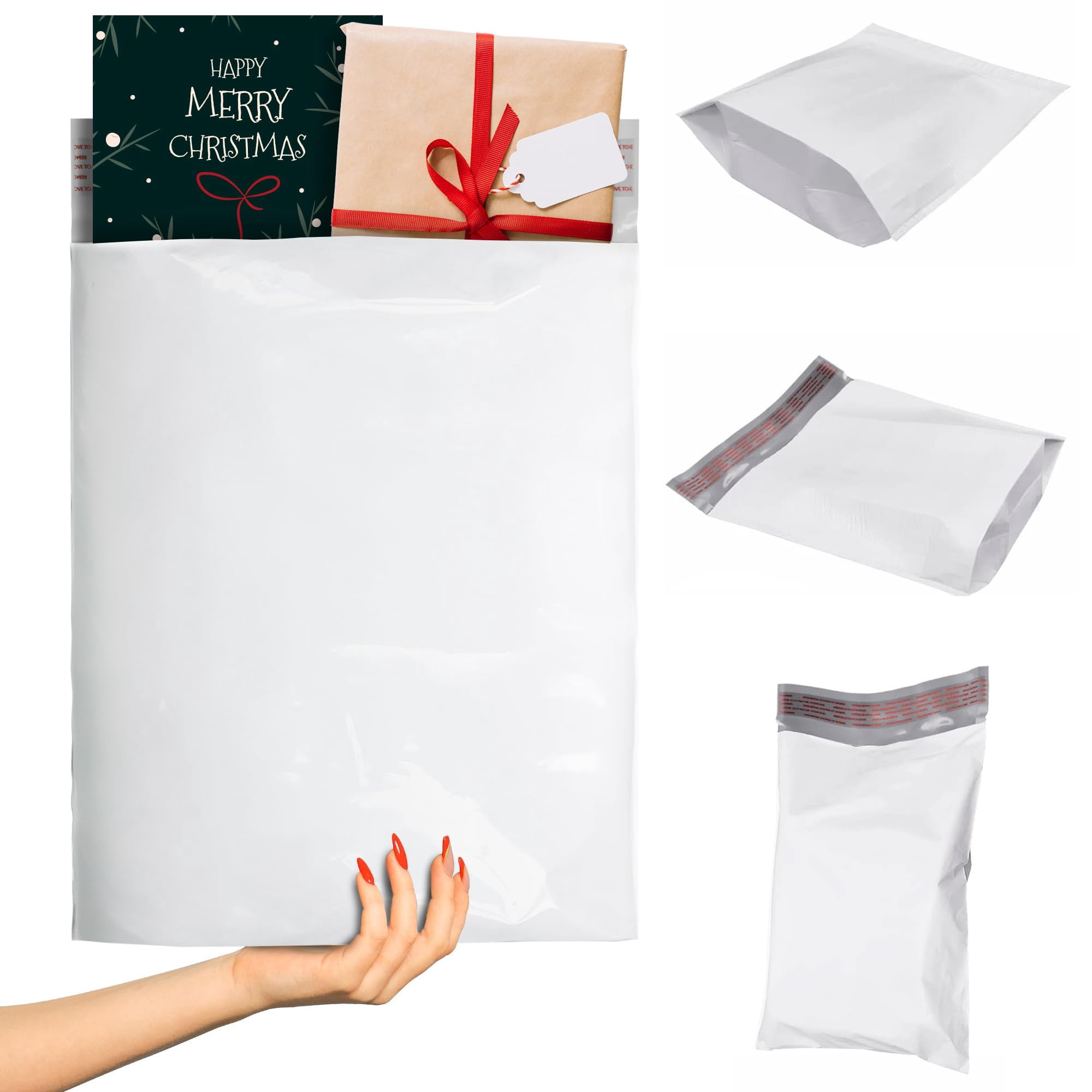 White Gusseted Poly Mailers, Expansion Shipping Envelopes, 100 Count, 13 x 16 x 4 in