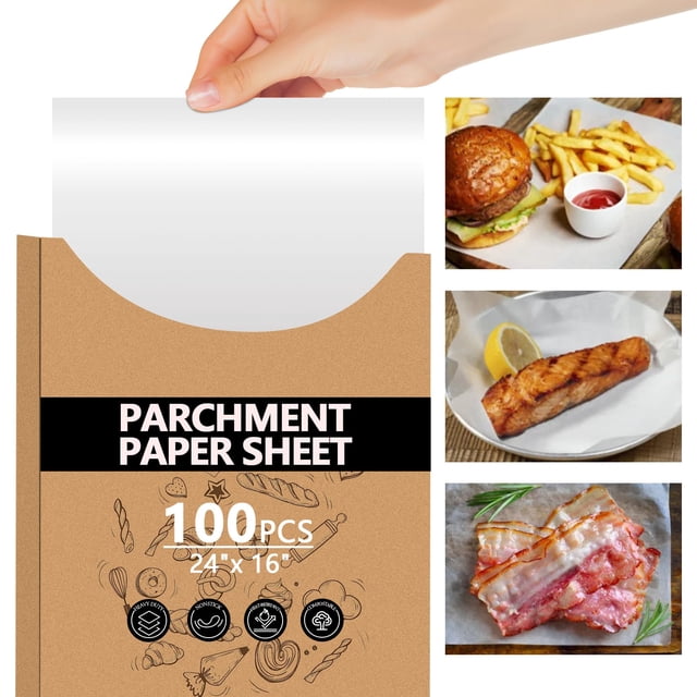 100 Pack White Parchment Paper, 16 x 24 Inch Thickened Heavy Duty Non ...