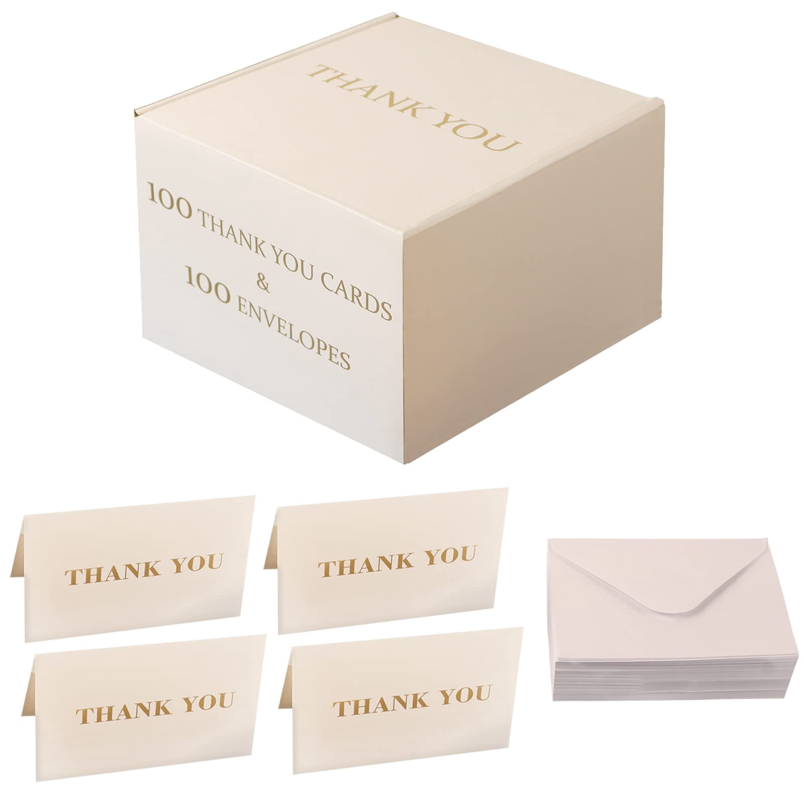100 Pack White Thank You Cards & 100 Pack White Envelopes 4.25 x 6.25 ...