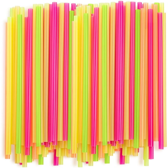 [100 Pack] Wide Plastic Straws for Drinking & Smoothies - Assorted Colors