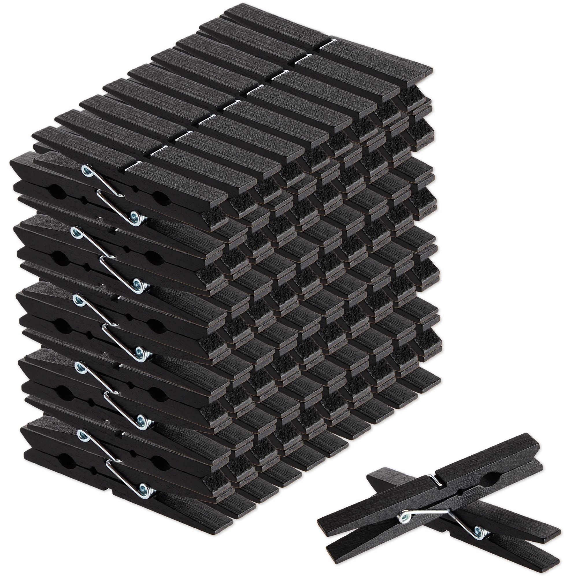 100 Pack Wooden Clothespins for Hanging Laundry, Crafts, Photos (Black, 4  In) 