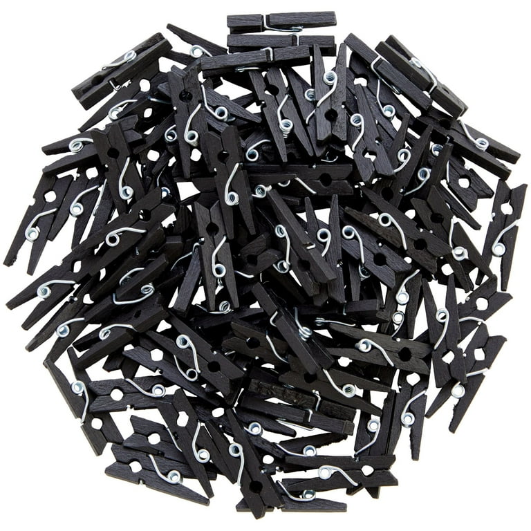 100 Pack Wooden Mini Clothes Pins for Photos, 1 Inch Black Clips for  Scrapbooking, Arts and Crafts 