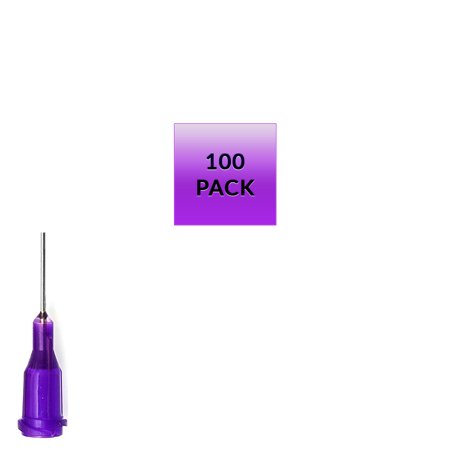 100 Pack of Blunt Tip Lure Lock Dispensing Fill, Industrial/Arts and Crafts Needles, 21 Gauge - Purple, 0.5" / 1.27cm