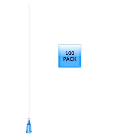 100 Pack of Blunt Tip Lure Lock Dispensing Fill, Industrial/Arts and Crafts Needles, 22 Gauge - Blue, 5" / 12.7cm