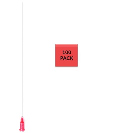 100 Pack of Blunt Tip Lure Lock Dispensing Fill, Industrial/Arts and Crafts Needles, 25 Gauge - Red, 5" / 12.7cm