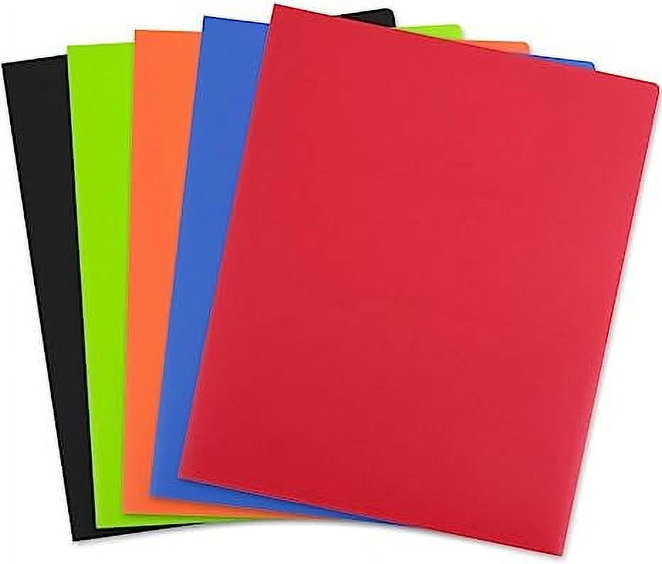 100 Pack of Bulk Wholesale Colorful Plastic Folders with Pockets 100