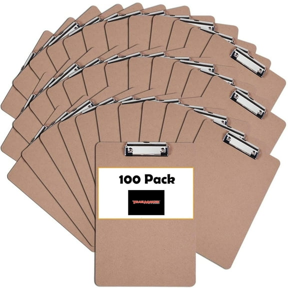 100 Pack of Bulk Wholesale Heavy Duty Wooden 8.5W x 11L Clipboards for Back to School, Students, Teachers, Office, Schools and Classrooms