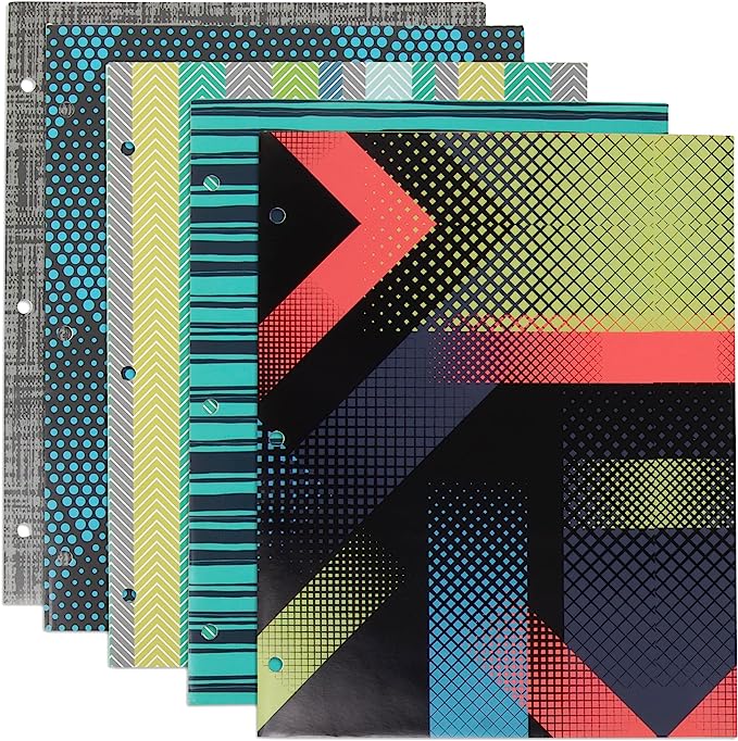 100 Pack of Bulk Wholesale MultiPatterned 2 Pocket Paper Folders 100