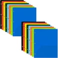 thumbnail image 1 of 100 Pack Two Pocket Plastic Translucent 3-Ring Hole Punch Folders, 11.5”L x 9.5”W for Filing / Storing Paper Work, Assorted Colors, 1 of 8