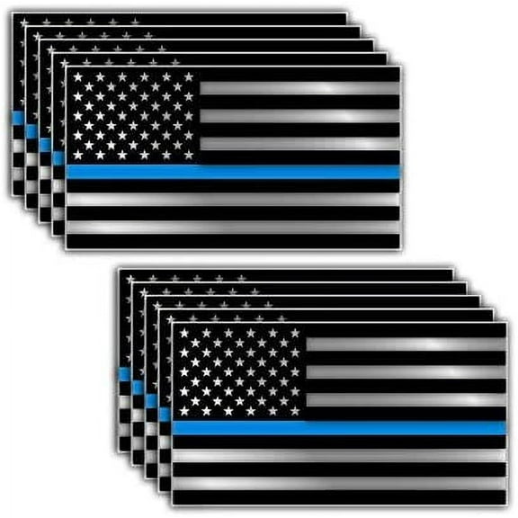 100 Pack of Thin Blue Line Police Officer BLM American Flag Vinyl Decal Sticker Car Truck 3" x 5.5" 