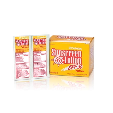 100 Packets Sunscreen Lotion SPF 30 - PABA-free formula 3.5 mg - Safetec (MS-84250)