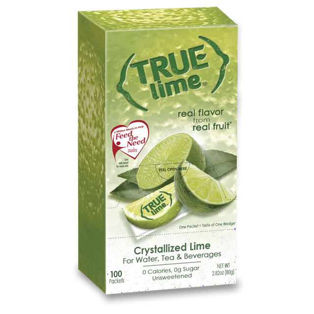 (100 Packets) True Lime Sugar Free, OnTheGo, Caffeine Free Powdered