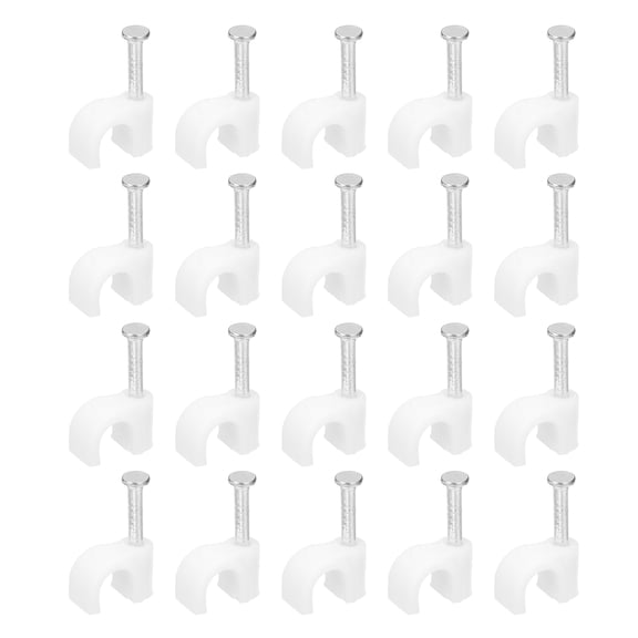 100 Packs 0.2 Inch Cable Clips, Ethernet Cable Clamps with Steel Nails, White