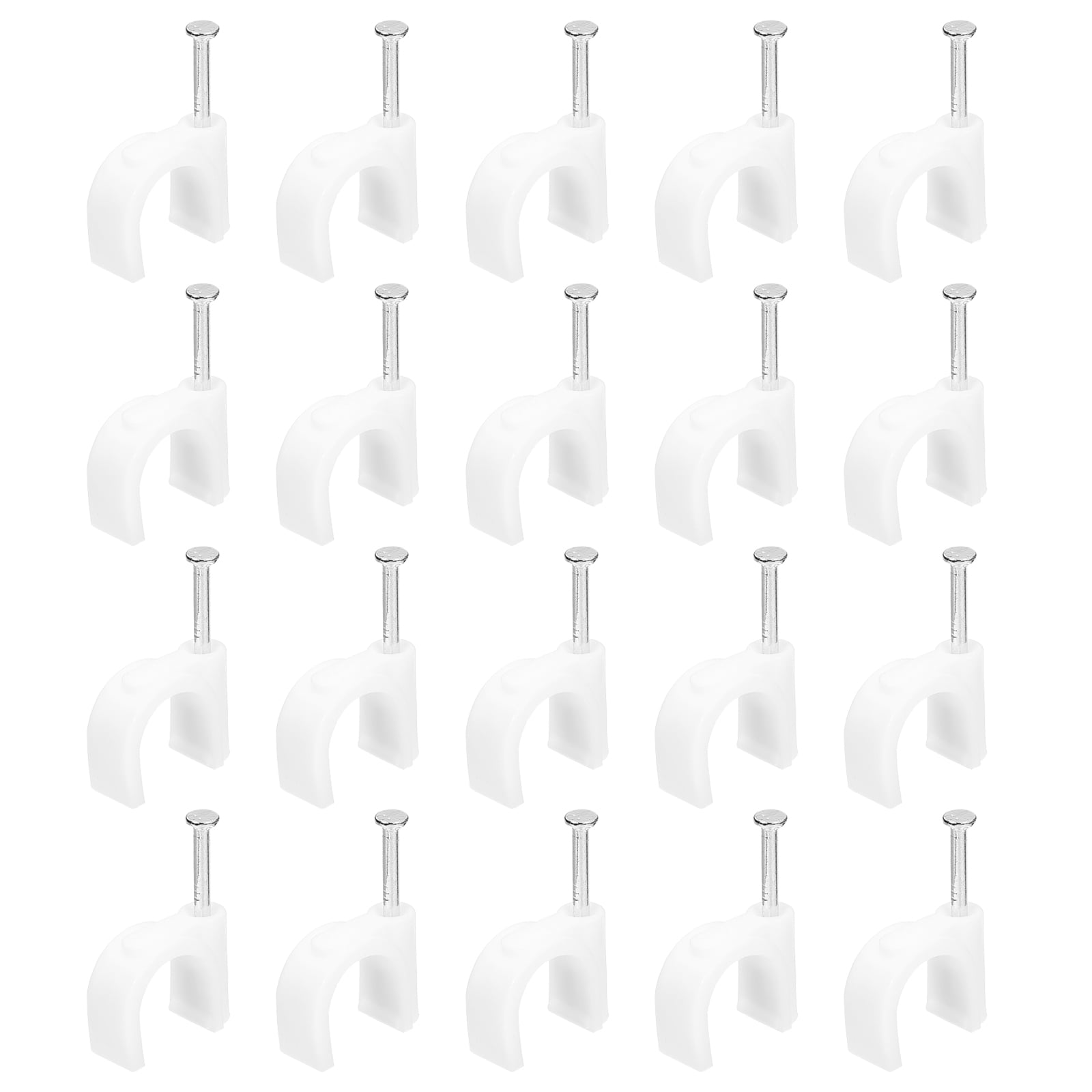 100 Packs 0.47 Inch Cable Clips, Ethernet Cable Clamps with Steel Nails ...