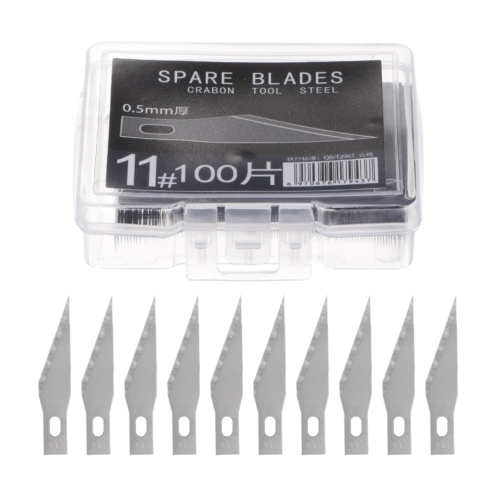 100 Packs 60 Steel Metal Spare Blades for Art Craft Hobby Exacto Knife with Plastic Box