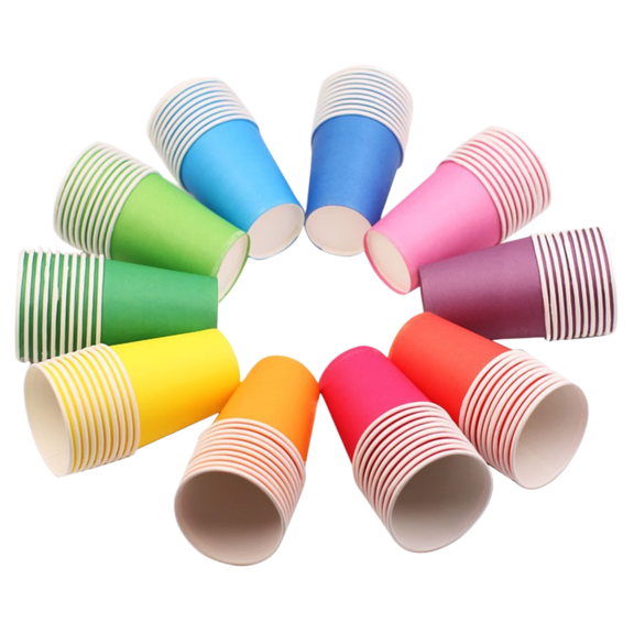 100 Packs 7.5 OZ Disposable Party Paper Cups, 10 Colors Paper Drinking Cups for Water Juice Coffee Tea, Ideal for Holiday Wedding Office Outdoor Activities