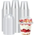 thumbnail image 1 of 100 Packs 9 oz Clear Plastic Cups with Dome Lids, Disposable Cups with Lids, Reusable Plastic Dessert Cups for Ice Cream, Cake, Snacks, Fruit, Cold Drinks, Milkshake, Pudding, Salad, 1 of 7