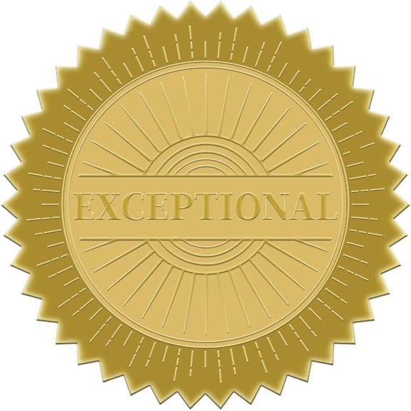 100 Packs Exceptional Embossed Gold Foil Stickers Certificate Seals 2x2"