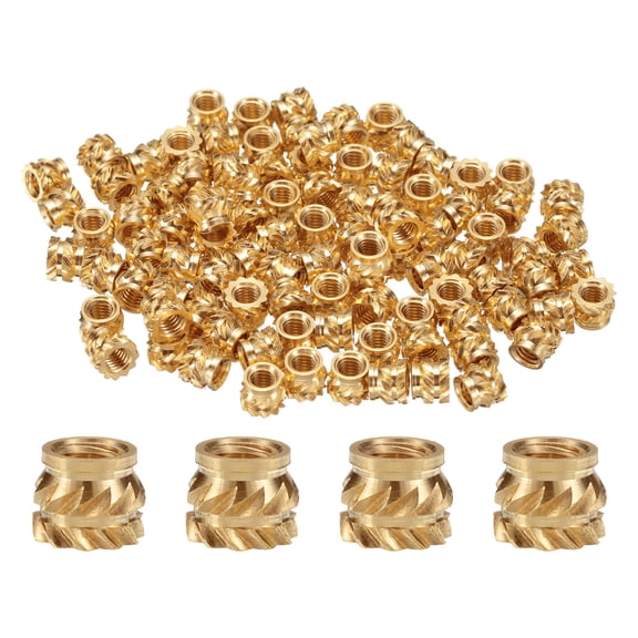 100 Packs M3 Threaded Inserts Brass Heat Set Insert M3x4mm, OD 5mm Knurled Insert Nuts