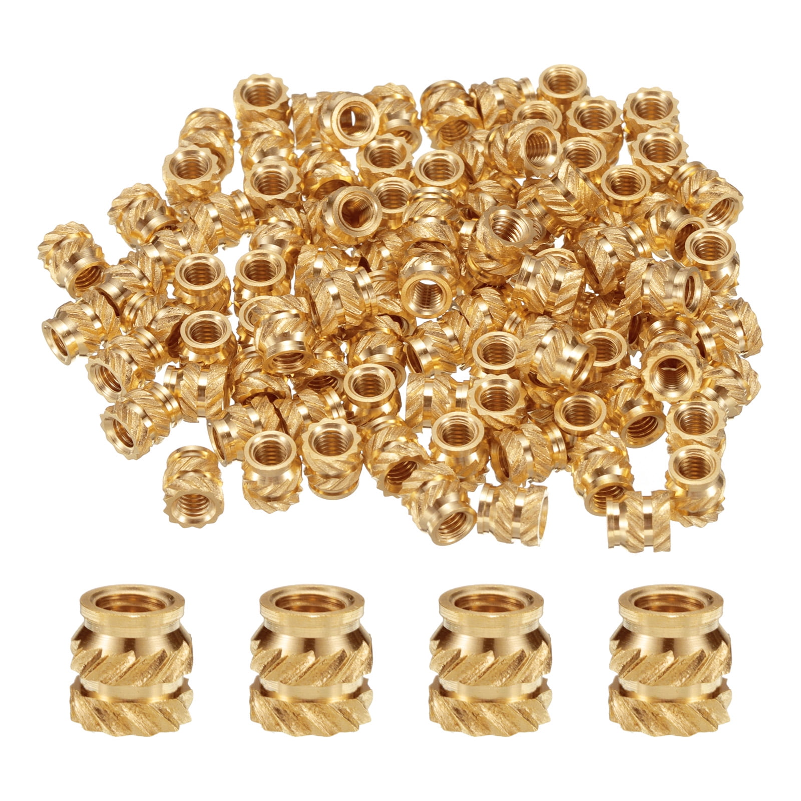100 Packs M3 Threaded Inserts Brass Heat Set Insert M3x5mm, OD 5mm Knurled Insert Nuts