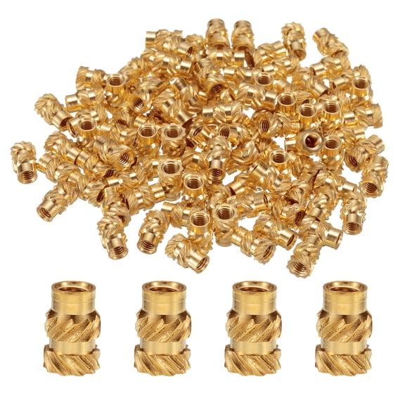 100 Packs M3 Threaded Inserts Brass Heat Set Insert M3x7.5mm, OD 5mm Knurled Insert Nuts