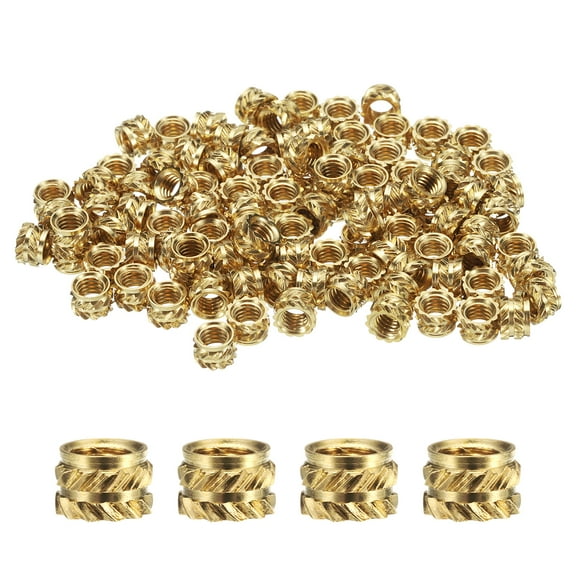 100 Packs M4 Threaded Inserts Brass Heat Set Insert M4x4mm, OD 6mm Knurled Insert Nuts