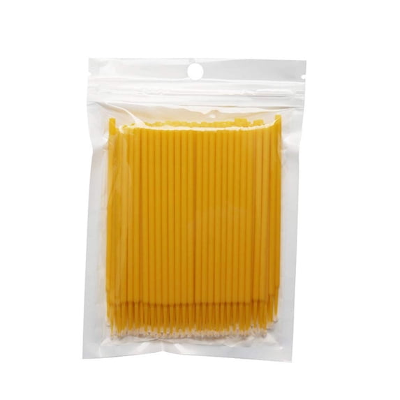 100 Packs Micro Applicator Brush Disposable Eye Lashes Mascara Wands for Eyelash Extension Clean and Compatible and Personal Care Makeup Beauty Brush Eyebrow brush 2.5mm Tips Gold Handle