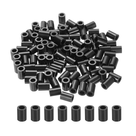 100 Packs Nylon Round Spacers 4mm ID, 7mm OD, 10mm Height Screws Spacers Plastic Spacer for M4 Screws, Black