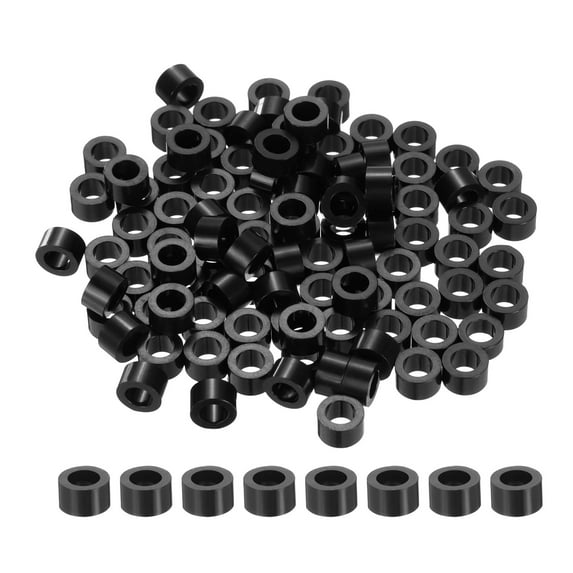 100 Packs Nylon Round Spacers 4mm ID, 7mm OD, 4mm Height Screws Spacers Plastic Spacer for M4 Screws, Black