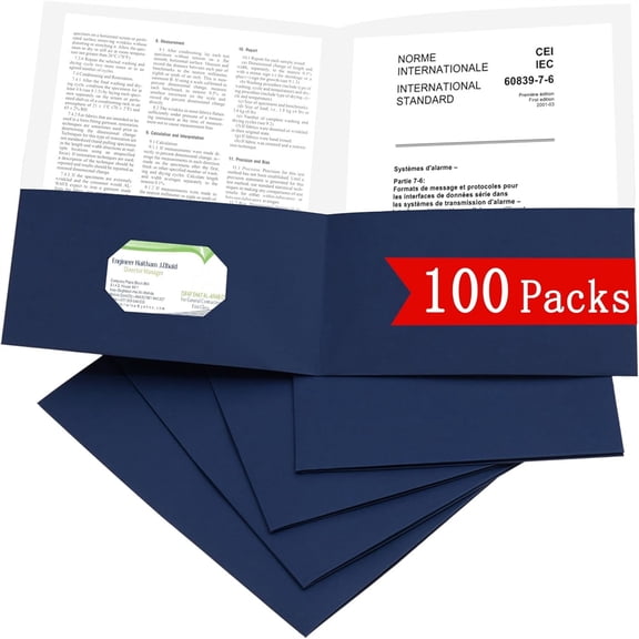 100 Packs Paper Folders with Pockets for Students,Businessmen and Office Workers,Letter Size,Two Pocket Folders with Card Slot for School Supplies,Office