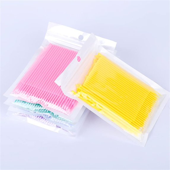 100 Packs Premium Disposable Micro Brush, Mascara Wands for Lash Extension, Adhensive Glue Remover, Cleanser Brush, Makeup Beauty Spoolie Brush, Eyebrow brush Gold