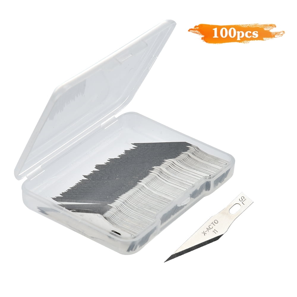 100 Packs Replacement Blades, Quality Black Carbon Steel, Sharper, Rust resistant, Blades for X-ACTO Knife Scoring Sharp Blades EXacto Set Pack Hobby Crafts Arts