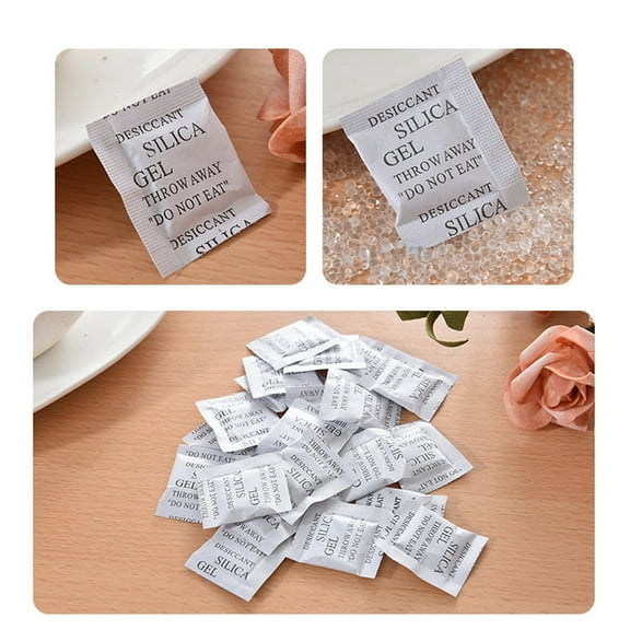 100 Packs Silica Gel Desiccant Packets Food Safe, Moisture Absorber for Food Storage & 3D Printing Filament, Reusable Desiccant for Wardrobe Electronics Documents