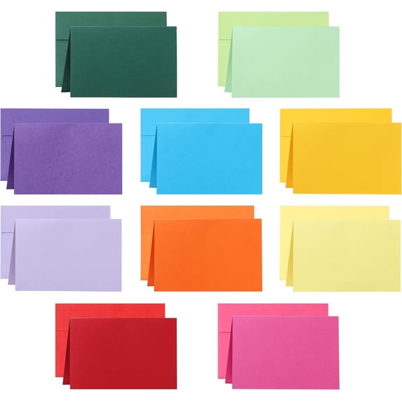 100 Packs White Blank Note Cards and Envelopes 4.25 x 5.5 Multicolor,4 ...