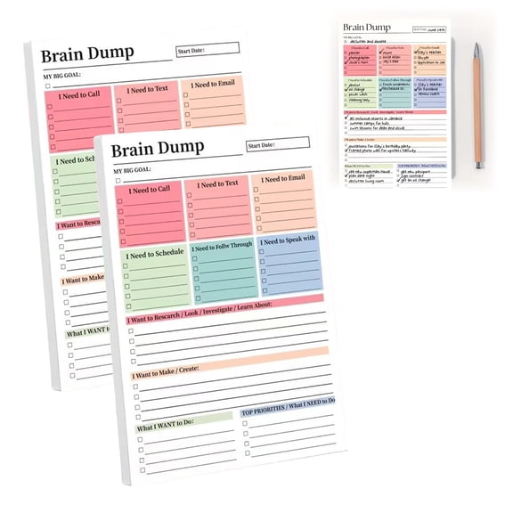 100 Page Brain Dump Notepad, Tear-Off To-Do Notebook, A5 Daily Planning Manual, Minimalist Organizer for Tasks & Ideas