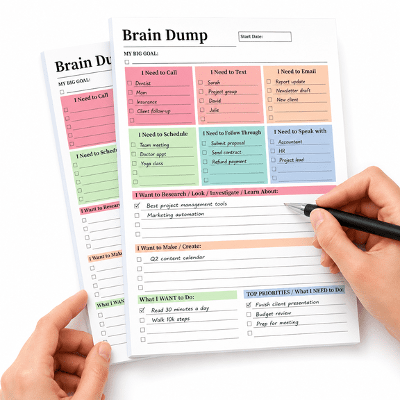 100 Page Brain Dump Tear-Off To Do Notebook, A5 Daily Planner Notepad, Minimalist To Do List Notebook for Tasks, Notes, Meetings, Study and Daily Planning