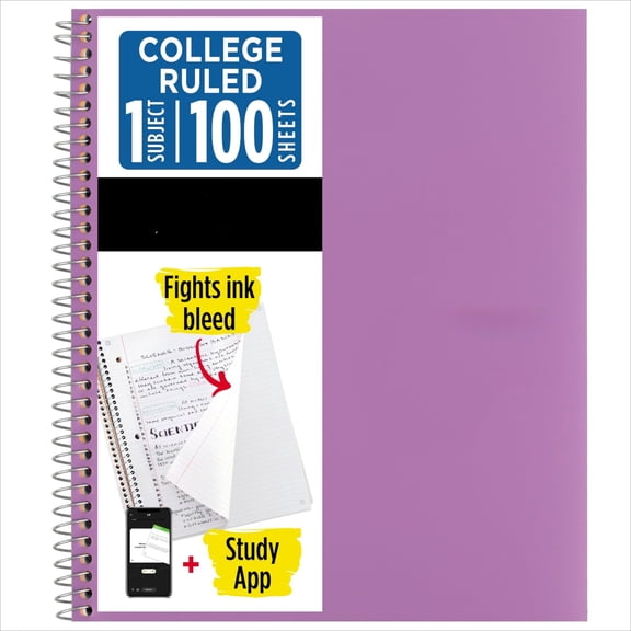 100 Page Graph Ruled Spiral Notebook, 1 Subject Multicolor Flexible Cover Journal, 8.5 x 11 Inch Large Notebook, 3 Hole Punched Paper for Learning, Office & Everyday Writing
