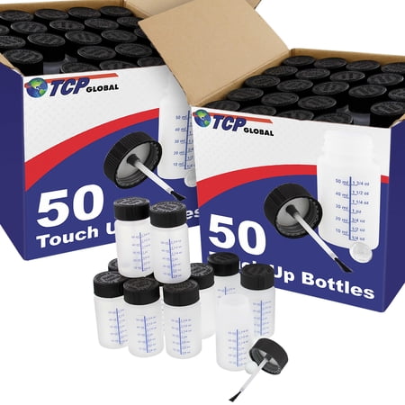 100 Paint Touch Up Bottles with Child Safety Lids - 60 ml Liquid Capacity