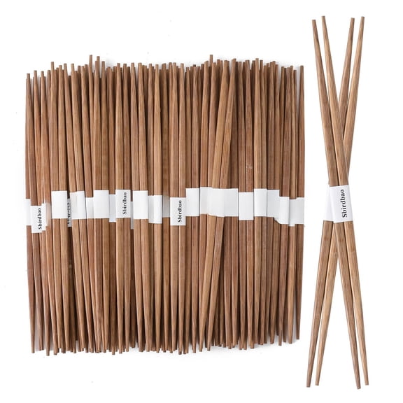 100 Pairs Disposable Chopsticks Separated With Paper Band To Go Chop Sticks Double Pointed  9.5 Inch(brown)