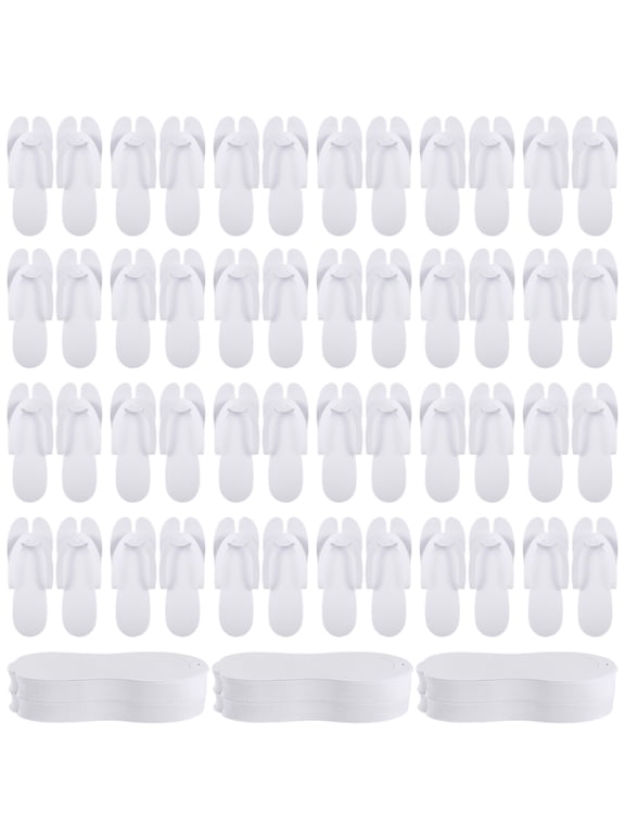 100 Pairs Disposable Pedicure Slippers, White EVA Flip-Flops, SPA Sandals, Guest Slippers, Lightweight and Easy to Wear, Ideal for Food Nail Salons, Hotels, Travel, SPA Party Supplies