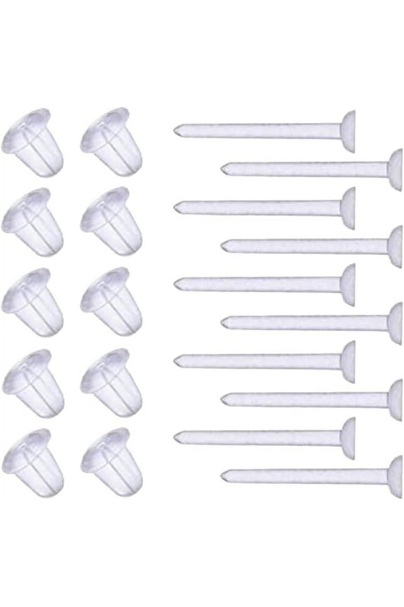 100 Pairs Plastic Transparent Earrings Invisible Earring Stud Clear Ear Pins Ear Piercing Retainers Earring Post Protectors for Men Women