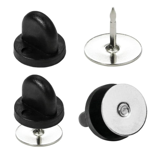 100 Pairs Tie Tacks Blank Pins with PVC Rubber Pin Backs for Craft Making (Black)