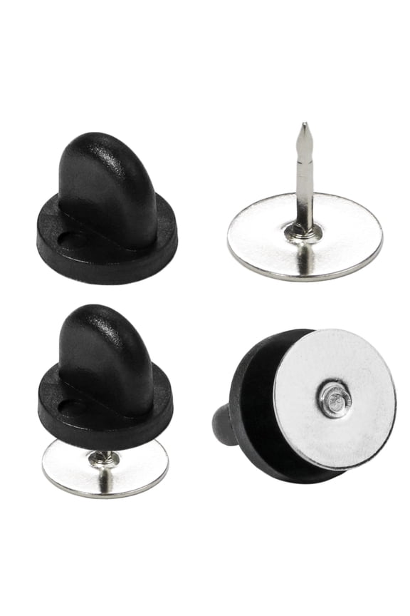 100 Pairs Tie Tacks Blank Pins with PVC Rubber Pin Backs for Craft Making (Black)